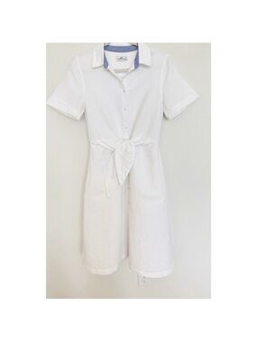 Vineyard Vines White Tie-Waist Shirt Midi Dress